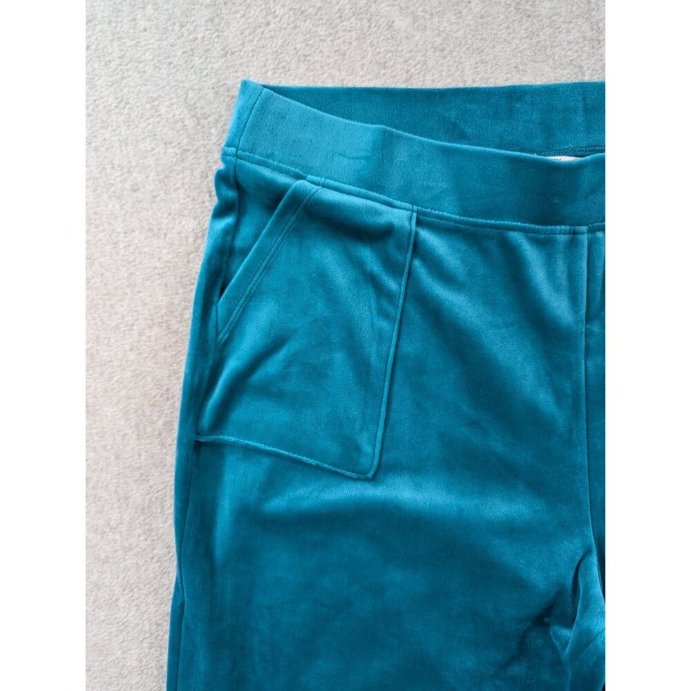 Juicy Couture Tracksuit Pants Womens SZ XL Turquoise Velour Straight Leg Y2K - Picture 2 of 11